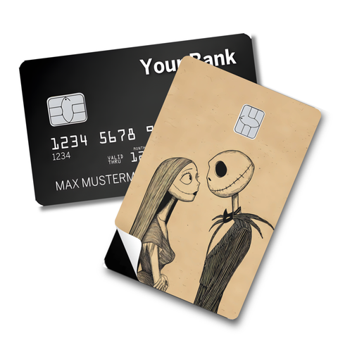 Credit Card Skin Sticker - The Nightmare Before Christmas - Jack Skellington & Sally (Sketch Design)