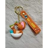 3D PVC Figure Keychain - Tom and Jerry - Jerry Bathing With Brush