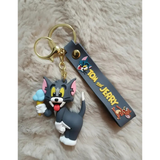 3D PVC Figure Keychain - Tom and Jerry - Tom Holding Ice Cream Tongue Out