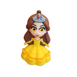 3D PVC Figure Keychain - Disney Princess - Chibi Belle Yellow Gown