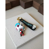 3D PVC Figure Keychain - DC Comics - Harley Quinn Jumpsuit Peace Sign