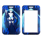 ID Card Badge Holder - Vocaloid - Hatsune Miku Blue Grid Pattern