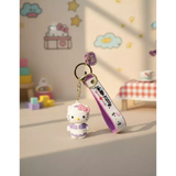 3D PVC Figure Keychain - Hello Kitty - Purple Dress