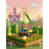 3D PVC Figure Keychain - Mario Luigi - Luigi Riding Motorcycle