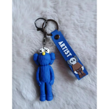 3D PVC Figure Keychain - KAWS - Blue Fuzzy Standing Companion