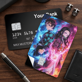 Credit Card Skin Sticker - Demon Slayer - Tanjiro And Nezuko Water And Flame - Holographic