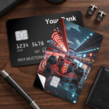Credit Card Skin Sticker - Formula 1 - Red Race Car Confetti Celebration - Holographic