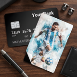 Credit Card Skin Sticker - Lionel Messi - Argentina Watercolor Action - Holographic