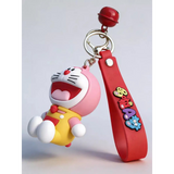 3D PVC Figure Keychain - Doraemon - Pink Yellow Overalls