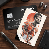 Credit Card Skin Sticker - Cristiano Ronaldo - Portugal Sketch Art With Red Sun - Holographic