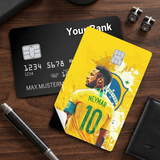 Credit Card Skin Sticker - Neymar Jr - Brazil Yellow Emblem Splatter - Holographic