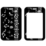 ID Card Badge Holder - Music Notes Pattern Black Staff Sheet Vertical