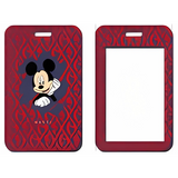 ID Card Badge Holder - Mickey & Friends - Mickey Mouse On Red Gucci Pattern