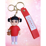 3D PVC Figure Keychain - Monsters Inc - Boo Holding Mike Toy Variant 2
