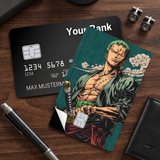 Credit Card Skin Sticker - One Piece - Roronoa Zoro Green Kimono And Clouds