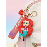 3D PVC Figure Keychain - Disney Princess - Ariel Mermaid Holding Heart