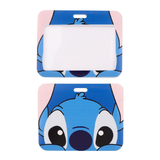 ID Card Badge Holder - Lilo & Stitch (Disney) - Peeking Face Pink Ears Horizontal