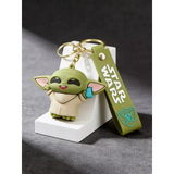 3D PVC Figure Keychain - Star Wars - Grogu Holding Blue Cookie
