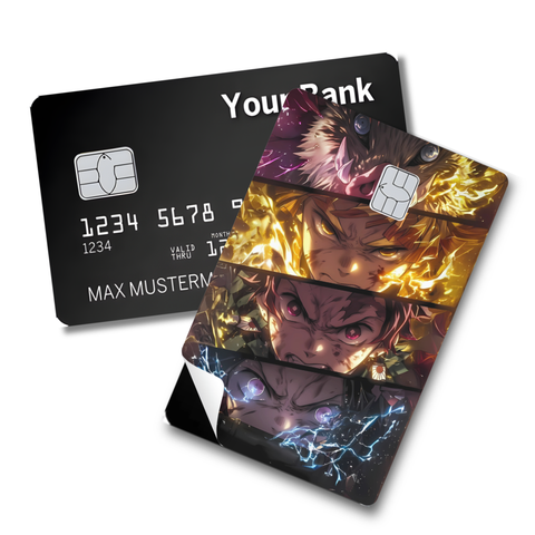 Credit Card Skin Sticker - Demon Slayer - Inosuke, Tanjiro & Zenitsu with Elemental Effects