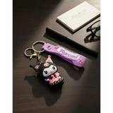 3D PVC Figure Keychain - Kuromi - Party Hat Pink Dress