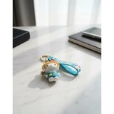 3D PVC Figure Keychain - Hello Kitty - Kitty In Hat Holding Pinwheel
