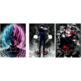 3D Lenticular Poster 12x16 - Dragon Ball, Jujutsu Kaisen - Goku, Satoru Gojo, Yuta Okkotsu