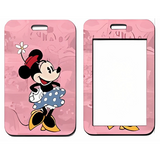 ID Card Badge Holder - Mickey & Friends - Minnie Mouse Posing On Pink Swirl Background