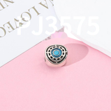 Bracelet Charm - Generic - green glittered round bead charm