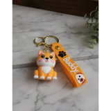 3D PVC Figure Keychain - Pets - Shiba Inu Happy Sitting