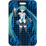 ID Card Badge Holder - Vocaloid - Hatsune Miku Blue Grid Pattern