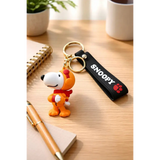 3D PVC Figure Keychain - Peanuts - Snoopy Orange Suit Red Scarf