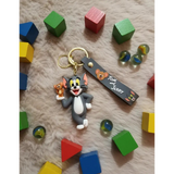 3D PVC Figure Keychain - Tom and Jerry - Tom Holding Jerry