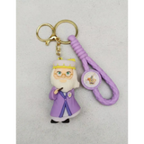 3D PVC Figure Keychain - Harry Potter - Dumbledore Purple Robe Holding Wand