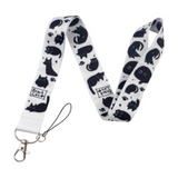 Lanyard - Black Cats with Various Poses and Paw Prints