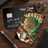 Credit Card Skin Sticker - One Piece - Zoro Wanted Poster - Holographic