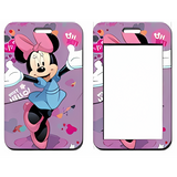 ID Card Badge Holder - Mickey & Friends - Minnie Mouse Dancing Purple Splatter Background