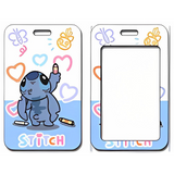 ID Card Badge Holder - Lilo & Stitch - Stitch Drawing Hearts With Crayons