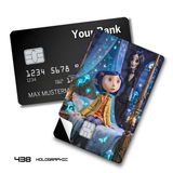 Credit Card Skin Sticker - Coraline - Coraline And Other Mother With Blue Butterflies - Holographic