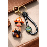 3D PVC Figure Keychain - One Piece - Ace Sitting On Barrel