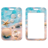 ID Card Badge Holder - Seashells and Starfish Beach Theme