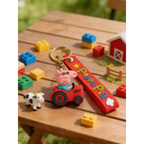 3D PVC Figure Keychain - Peppa Pig - Grandpa Pig Driving Tractor