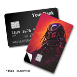 Credit Card Skin Sticker - Predator - Masked Predator Against Red Orange Sunset - Holographic