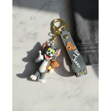 3D PVC Figure Keychain - Tom and Jerry - Tom Holding Jerry Thumbs Up