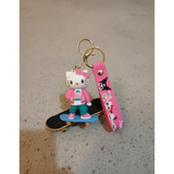 3D PVC Figure Keychain - Hello Kitty - On Skateboard