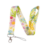 Lanyard - Floral Pattern (Yellow Background, Multi-colored Flowers)
