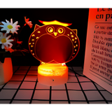3D LED Night Light - Chubby Owl