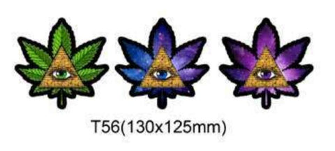 3D Lenticular Sticker - Illuminati Eye in Pyramid with Colorful Cannabis Leaves