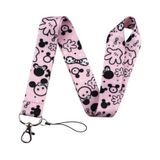 Lanyard - Disney - Minnie and Mickey Mouse Heads, Gloves, Bows, and Bones on Pink