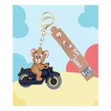3D PVC Figure Keychain - Tom and Jerry - Jerry Riding Motorcycle
