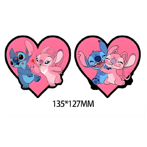 3D Lenticular Sticker - Disney - Stitch & Angel Heart Kiss and Hug